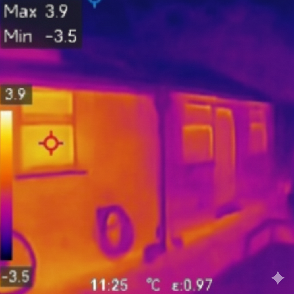 Thermal image of the outside of a house